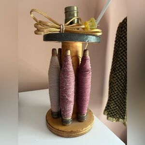 Vintage Bobbin Spindle Thread Sewing Lamp